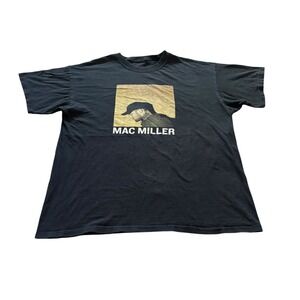 Mac Miller Graphic T-Shirt Mens XL Black Short Sleeve Hip Hop Rap Tee Portrait